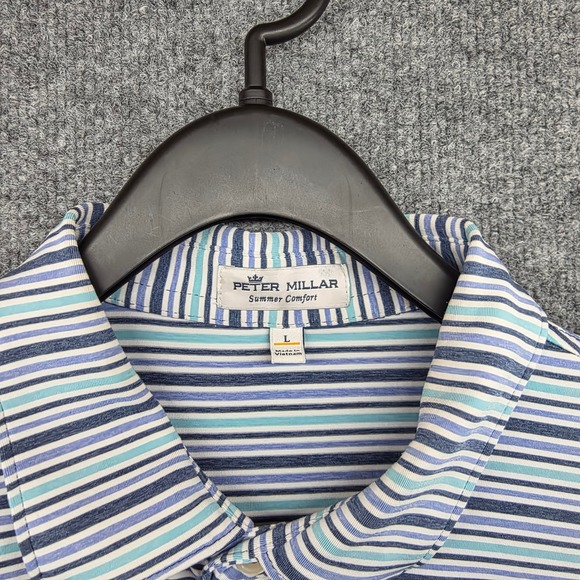 Peter Millar Summer Comfort Mens Large Striped Polo Short Sleeve Golf Casual - Picture 4 of 7